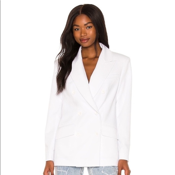 REVOLVE L'Academie Coco Double Breasted Blazer in White - Picture 2 of 5